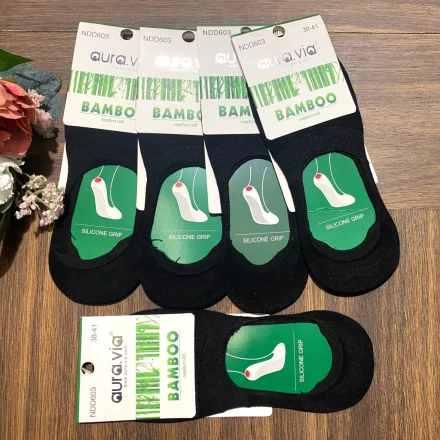 aura.via bambusz balerina zokni fekete NDD603 1cs/5pár