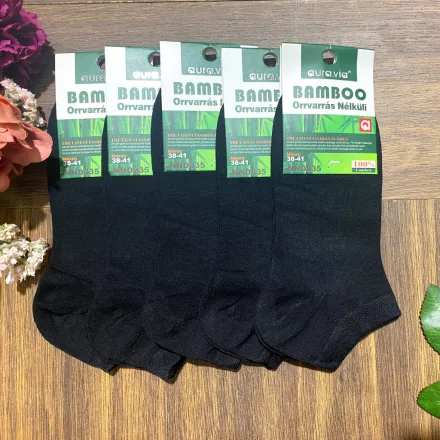 Aura.via női bambusz boka zokni NND835 1cs/5pár fekete