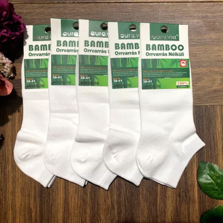Aura.via női bambusz boka zokni NND836 1cs/5pár feher