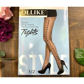   OLLIKE Fekete Fényes Elasztikus Szivecskés Harisnyanadrág 20 Den