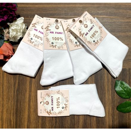 MR PAMUT női hosszú szárú pamut zokni  5pár/cs WP2002 fehér